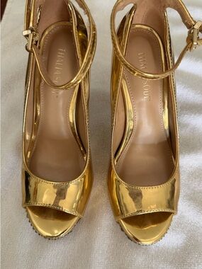 Thalia Sodi Metallic Gold Peep-Toe Platform Heels